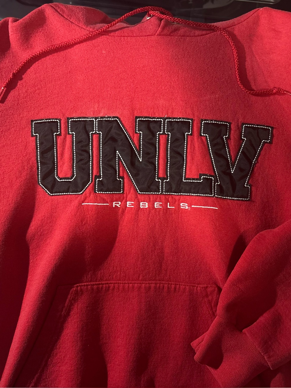 Champion Red UNLV Rebels Pullover Hoodie with Black Applique